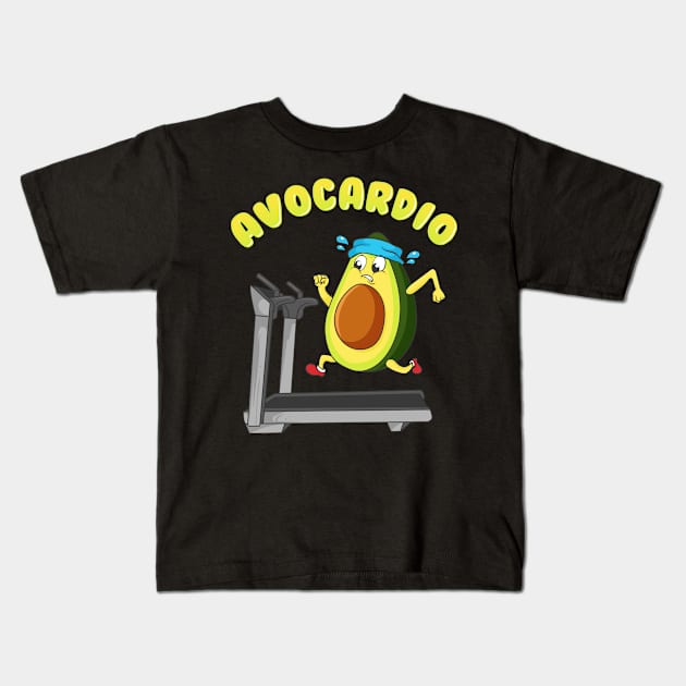 Cute & Funny Avo-Cardio Avocado Cardio Gym Pun Kids T-Shirt by theperfectpresents